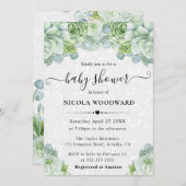 Elegant Watercolor Eucalyptus Baby Shower Einladung (Vorne/Hinten)