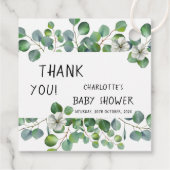 Elegant Watercolor Eucalyptus Baby Shower Geschenkanhänger (Rückseite)