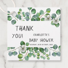 Elegant Watercolor Eucalyptus Baby Shower Geschenkanhänger