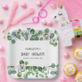 Elegant Watercolor Eucalyptus Baby Shower Pappteller (Party)