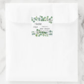 Elegant Watercolor Eucalyptus Baby Shower Quadratischer Aufkleber (Tasche)