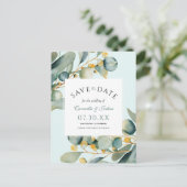 Elegant Watercolor Eucalyptus Boho Save the Date Postkarte (Stehend Vorderseite)