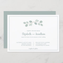 Elegant Watercolor Eucalyptus Branch Wedding Einladung
