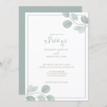 Elegant Watercolor Eucalyptus Branch Wedding