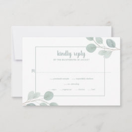 Elegant Watercolor Eucalyptus Branch Wedding RSVP Karte