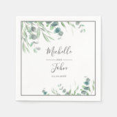Elegant Watercolor Eucalyptus Foliage Name Wedding Serviette (Vorderseite)