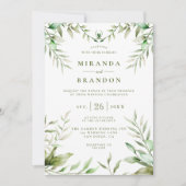 Elegant Watercolor Eucalyptus Foliage Wedding Einladung (Vorderseite)