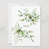 Elegant Watercolor Eucalyptus Foliage Wedding Einladung (Rückseite)