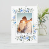Elegant Watercolor Eucalyptus FOTO Wedding Rett Save The Date (Stehend Vorderseite)
