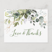 Elegant Watercolor Eucalyptus Greenery Vielen Dank Postkarte (Vorderseite)