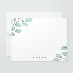 Elegant Watercolor Eucalyptus Stationery Mitteilungskarte