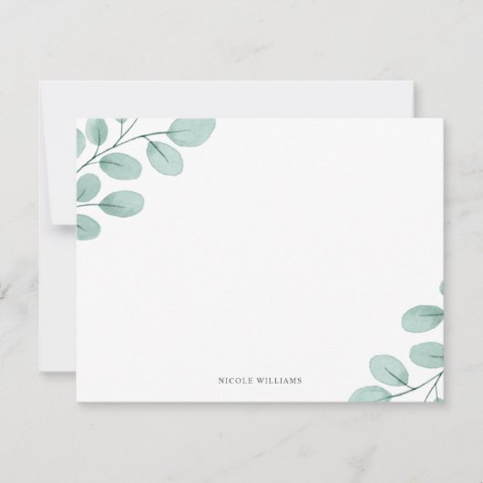 Elegant Watercolor Eucalyptus Stationery Mitteilungskarte (Vorderseite)