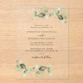 Elegant Watercolor Eucalyptus Wedding Acryleinladungen (Vorderseite)