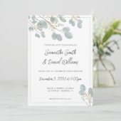 Elegant Watercolor Eucalyptus Wedding Einladung (Stehend Vorderseite)