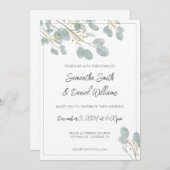Elegant Watercolor Eucalyptus Wedding Einladung (Vorne/Hinten)
