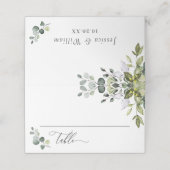 Elegant Watercolor Eucalyptus Wedding Platzkarte (Außenseite Aufgefaltet)