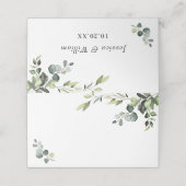 Elegant Watercolor Eucalyptus Wedding Platzkarte (Außenseite Aufgefaltet)