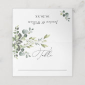Elegant Watercolor Eucalyptus Wedding Platzkarte (Außenseite Aufgefaltet)