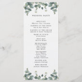 Elegant Watercolor Eucalyptus Wedding Programm (Rückseite)