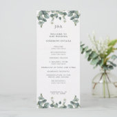 Elegant Watercolor Eucalyptus Wedding Programm (Stehend Vorderseite)
