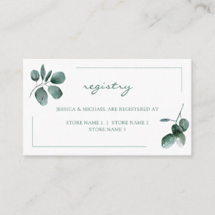 Elegant Watercolor Eucalyptus Wedding Registry Begleitkarte
