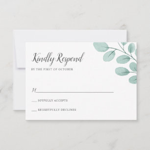 Elegant Watercolor Eucalyptus Wedding RSVP Karte