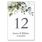 Elegant Watercolor Eucalyptus Wedding Tischnummer (Rückseite)