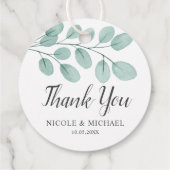 Elegant Watercolor Eucalyptus Wedding Vielen Dank Geschenkanhänger (Rückseite)