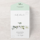 Elegant Watercolor Eukalyptus Greenerity Wedding All In One Einladung (Außenbereich)