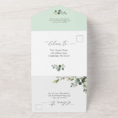 Elegant Watercolor Eukalyptus Greenerity Wedding All In One Einladung (Außenbereich)