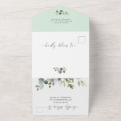 Elegant Watercolor Eukalyptus Greenerity Wedding All In One Einladung (Außenbereich)