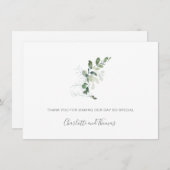 Elegant Watercolor Eukalyptus Greenerity Wedding Dankeskarte (Vorne/Hinten)