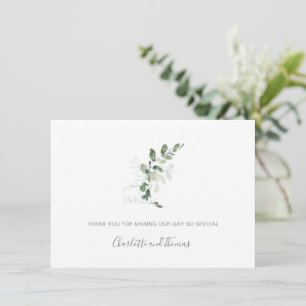 Elegant Watercolor Eukalyptus Greenerity Wedding Dankeskarte