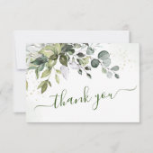 Elegant Watercolor Eukalyptus Greenerity Wedding Dankeskarte (Vorderseite)