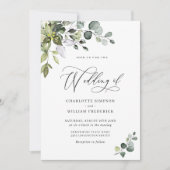 Elegant Watercolor Eukalyptus Greenerity Wedding Einladung (Vorderseite)