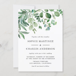 Elegant Watercolor Eukalyptus Greenerity Wedding Einladung