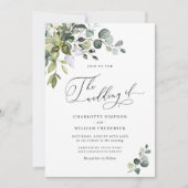 Elegant Watercolor Eukalyptus Greenerity Wedding Einladung (Vorderseite)