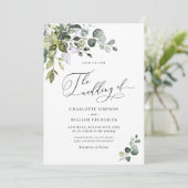 Elegant Watercolor Eukalyptus Greenerity Wedding Einladung (Stehend Vorderseite)
