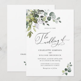 Elegant Watercolor Eukalyptus Greenerity Wedding Einladung