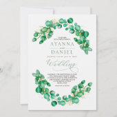 Elegant Watercolor Eukalyptus Greenerity Wedding Einladung (Vorderseite)
