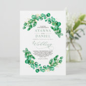 Elegant Watercolor Eukalyptus Greenerity Wedding Einladung (Stehend Vorderseite)