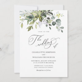 Elegant Watercolor Eukalyptus Greenerity Wedding Einladung