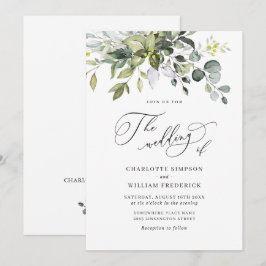 Elegant Watercolor Eukalyptus Greenerity Wedding Einladung