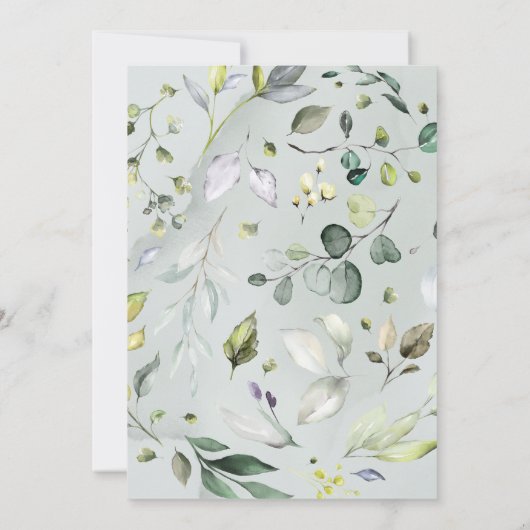Elegant Watercolor Eukalyptus Greenerity Wedding Einladung (Rückseite)