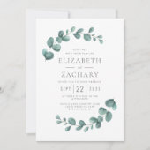 Elegant Watercolor Eukalyptus Greenerity Wedding Einladung (Vorderseite)