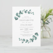 Elegant Watercolor Eukalyptus Greenerity Wedding Einladung (Stehend Vorderseite)