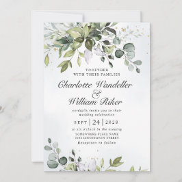 Elegant Watercolor Eukalyptus Greenerity Wedding Einladung