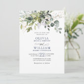 Elegant Watercolor Eukalyptus Greenerity Wedding Einladung (Stehend Vorderseite)