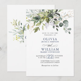 Elegant Watercolor Eukalyptus Greenerity Wedding Einladung