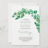 Elegant Watercolor Eukalyptus Greenerity Wedding Einladung (Vorderseite)